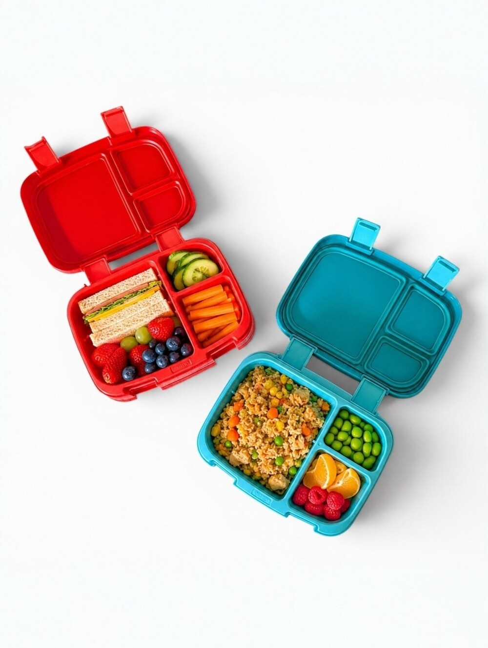 2 Bentgo Lunch Boxes Red Blue Bento Box Food Containers Toddler School Meal Prep